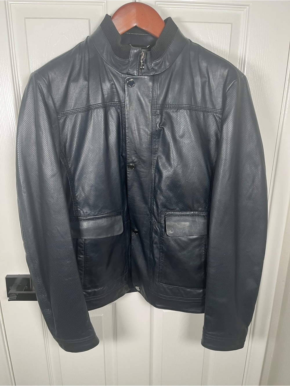 Boss Black Leather Bomber Jacket - Paid $1,300, barely worn